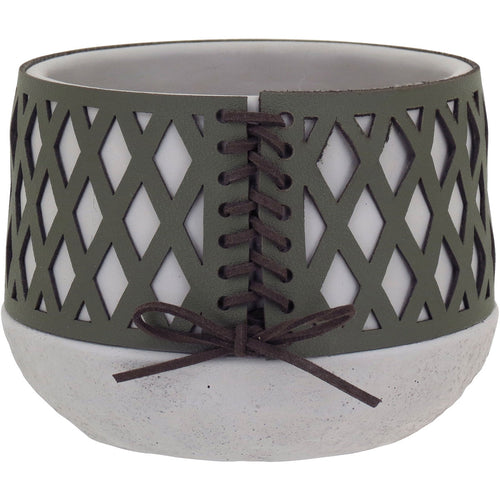 Vaso de Cimento Verde 14x13cm para Decoração - 0,56kg