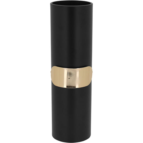 Vaso Decorativo de Metal Preto 34x10x10cm para Flores e Folhagens