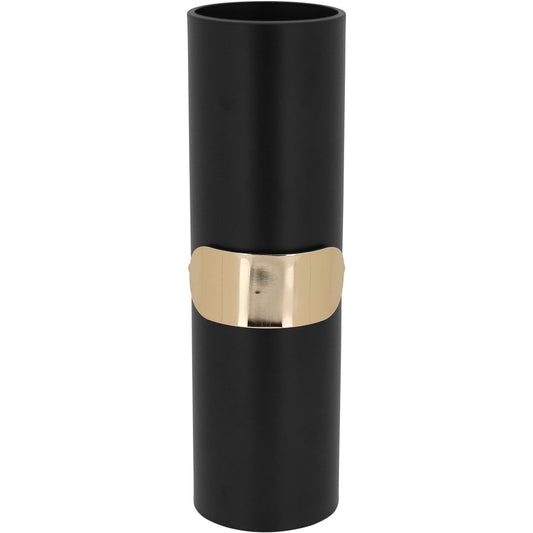 Vaso Decorativo de Metal Preto 34x10x10cm para Flores e Folhagens