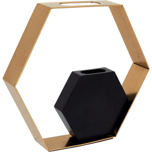 Vaso Metal Dourado 27x24cm para Decoração de Interiores