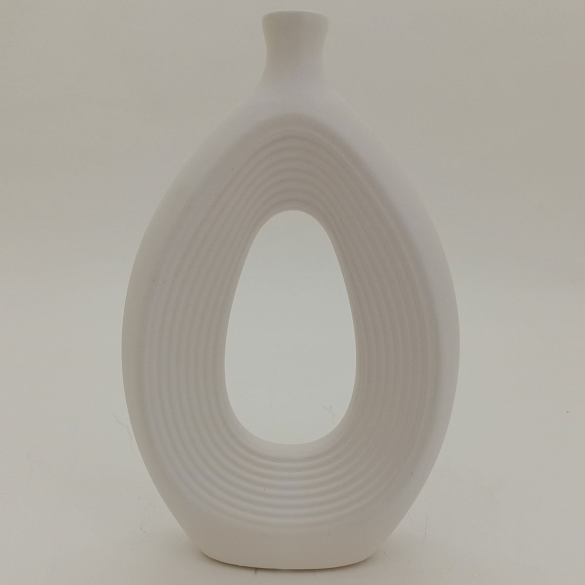 Vaso de Cerâmica Branco 25x16cm para Decoração de Flores e Folhagens