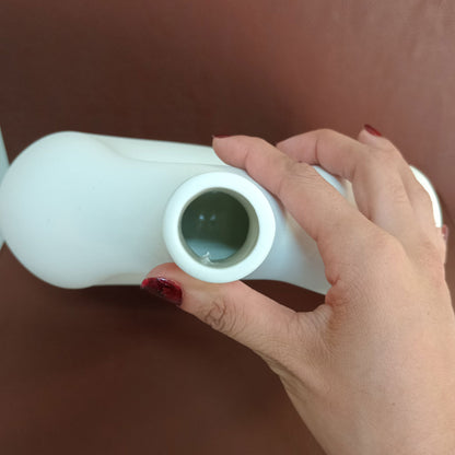 Vaso de Cerâmica Branco 25,3x23,5cm para Arranjos Florais