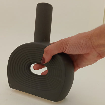 Vaso de Cerâmica Preto 20x16cm para Decoração Interna e Externa