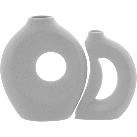 Conjunto de Vasos de Cerâmica Branca 26x22cm - Decoração Elegante