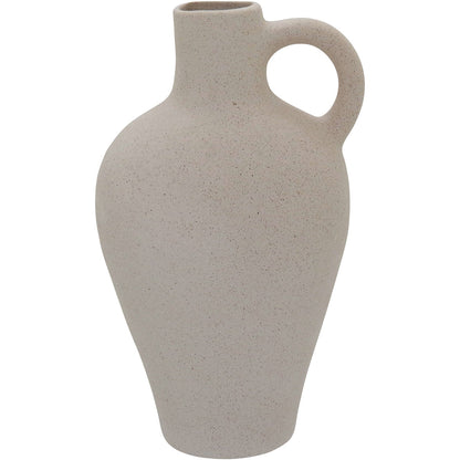 Vaso de Cerâmica Bege 25x15cm para Decoração de Arranjos Florais