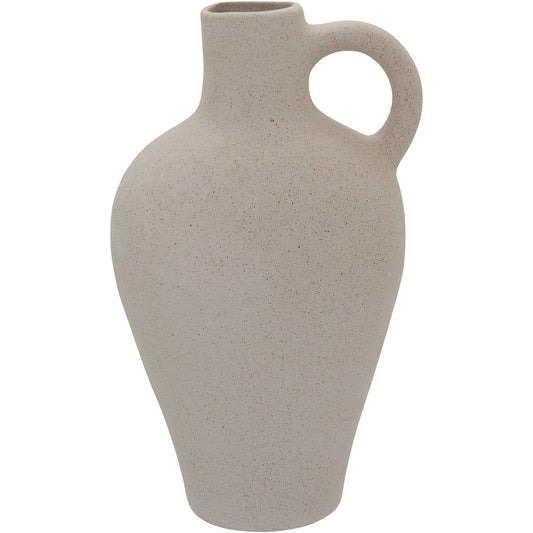 Vaso de Cerâmica Bege 25x15cm para Decoração de Arranjos Florais