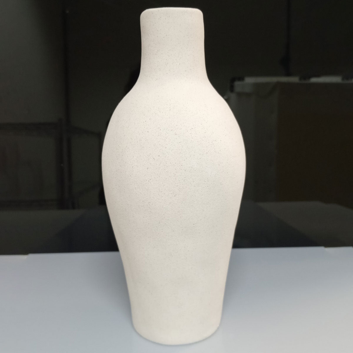 Vaso de Cerâmica Bege 25x15cm para Decoração de Arranjos Florais