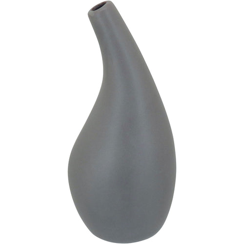 Vaso de Cerâmica Cinza 18x9cm para Decoração de Flores
