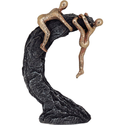 Escultura Decorativa em Resina Dourada 22x15x5cm para Sala e Escritório