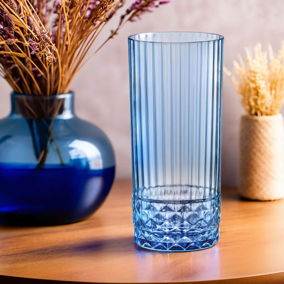 Copo Long Drink Bormioli Rocco America Azul 490ml Vidro 16x7cm 6pç