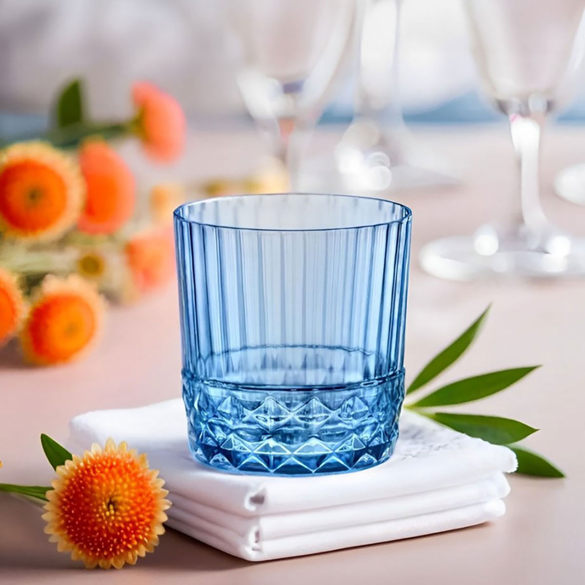 Conjunto 6 Copos de Whisky Bormioli Rocco America 370ml Vidro Azul