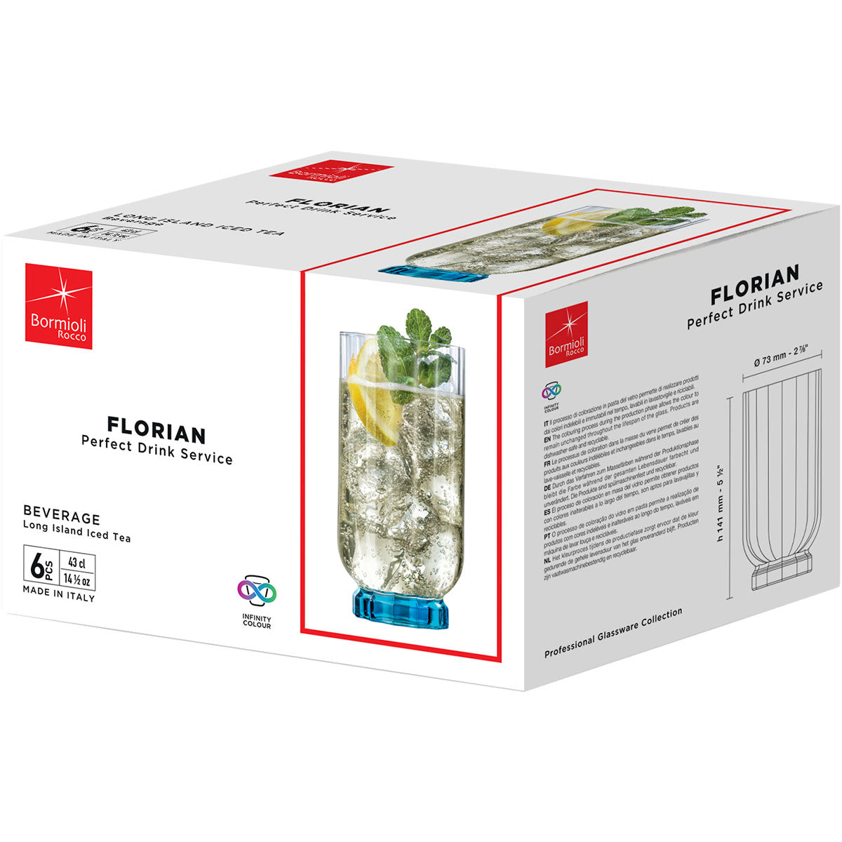 Copo Bormioli Rocco Florian 430ml Vidro Azul com Pé 14x7cm Transparente