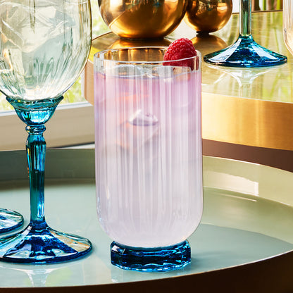 Copo Bormioli Rocco Florian 430ml Vidro Azul com Pé 14x7cm Transparente