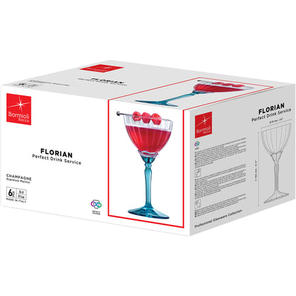 Conjunto 6 Taças Coquetel Coupe Bormioli Rocco Azul Vidro 240ml