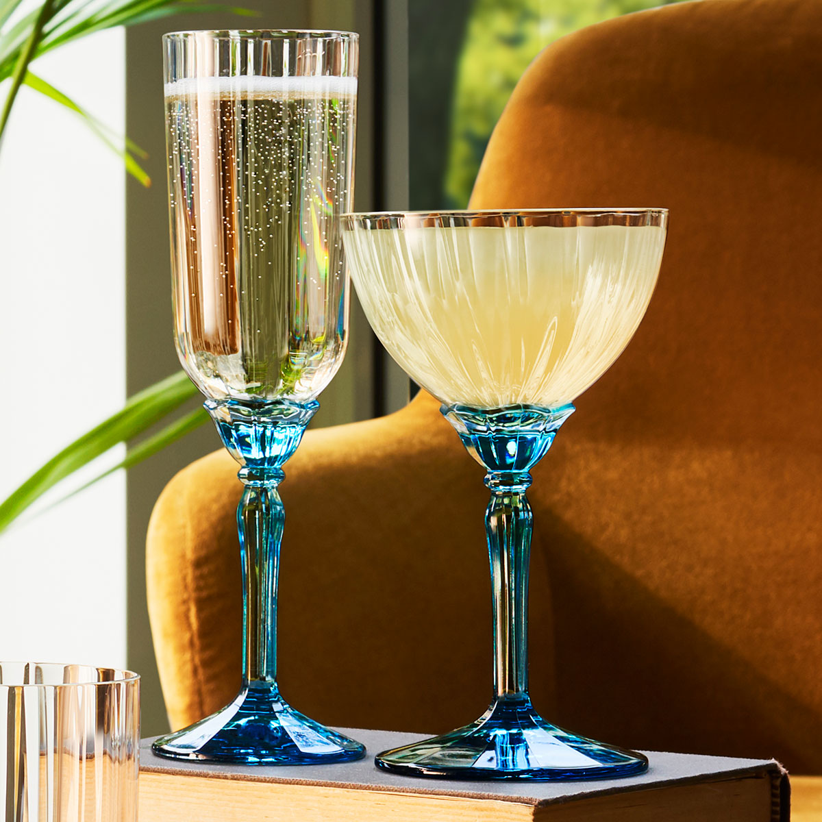 Conjunto 6 Taças Coquetel Coupe Bormioli Rocco Azul Vidro 240ml