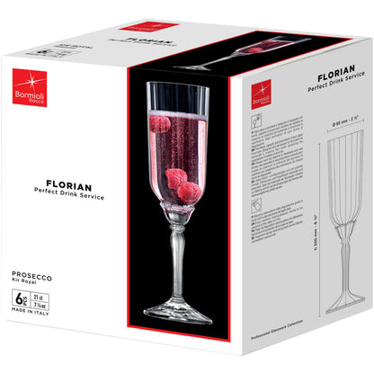 Conjunto 6 Taças de Champanhe Bormioli Rocco Florian Vidro 210ml Transparente