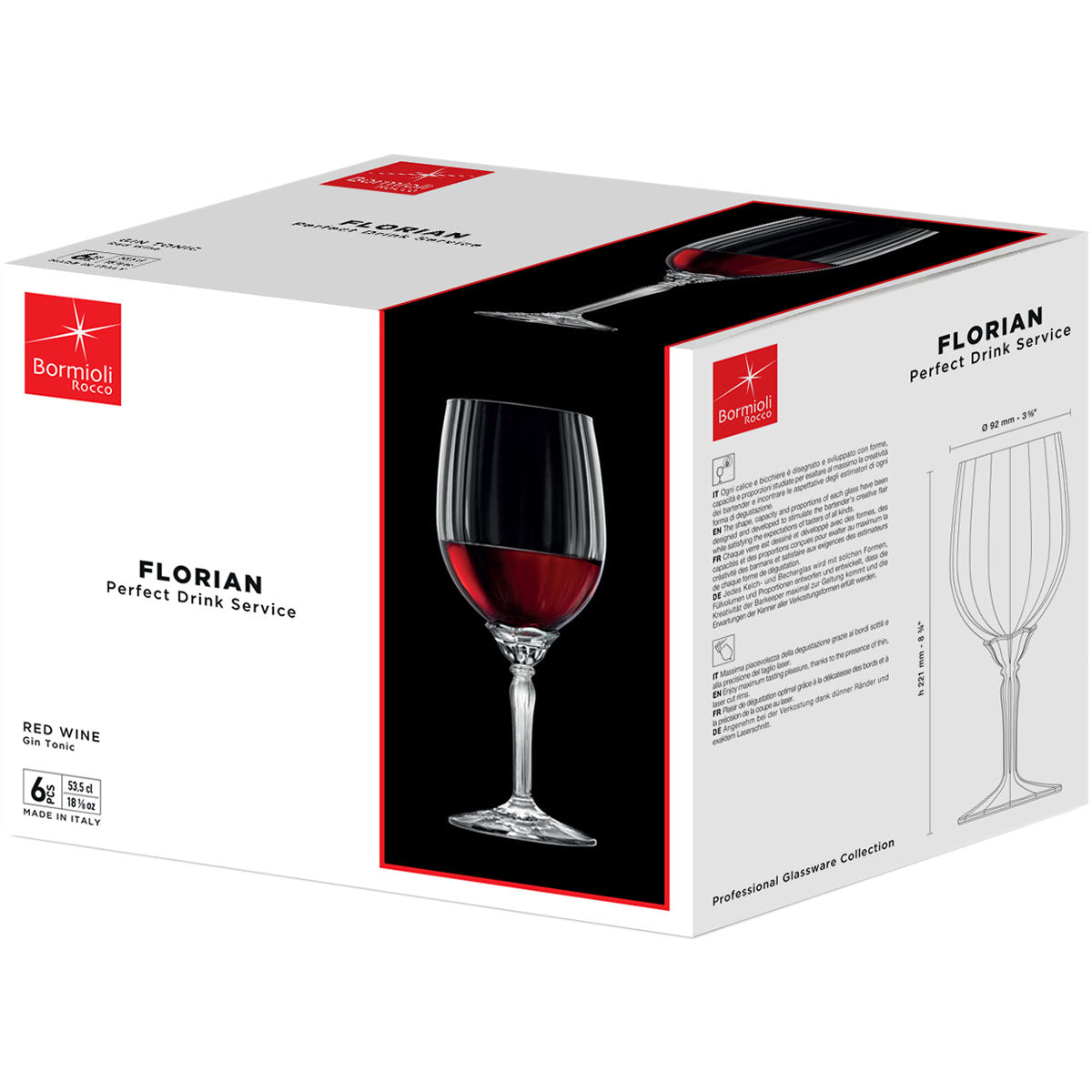 Conjunto 6 Taças de Vinho Bormioli Rocco Florian Vidro 530ml Transparente