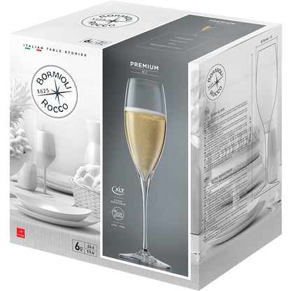 Conjunto 6 Taças de Champanhe Bormioli Rocco Cristal 260ml Transparente