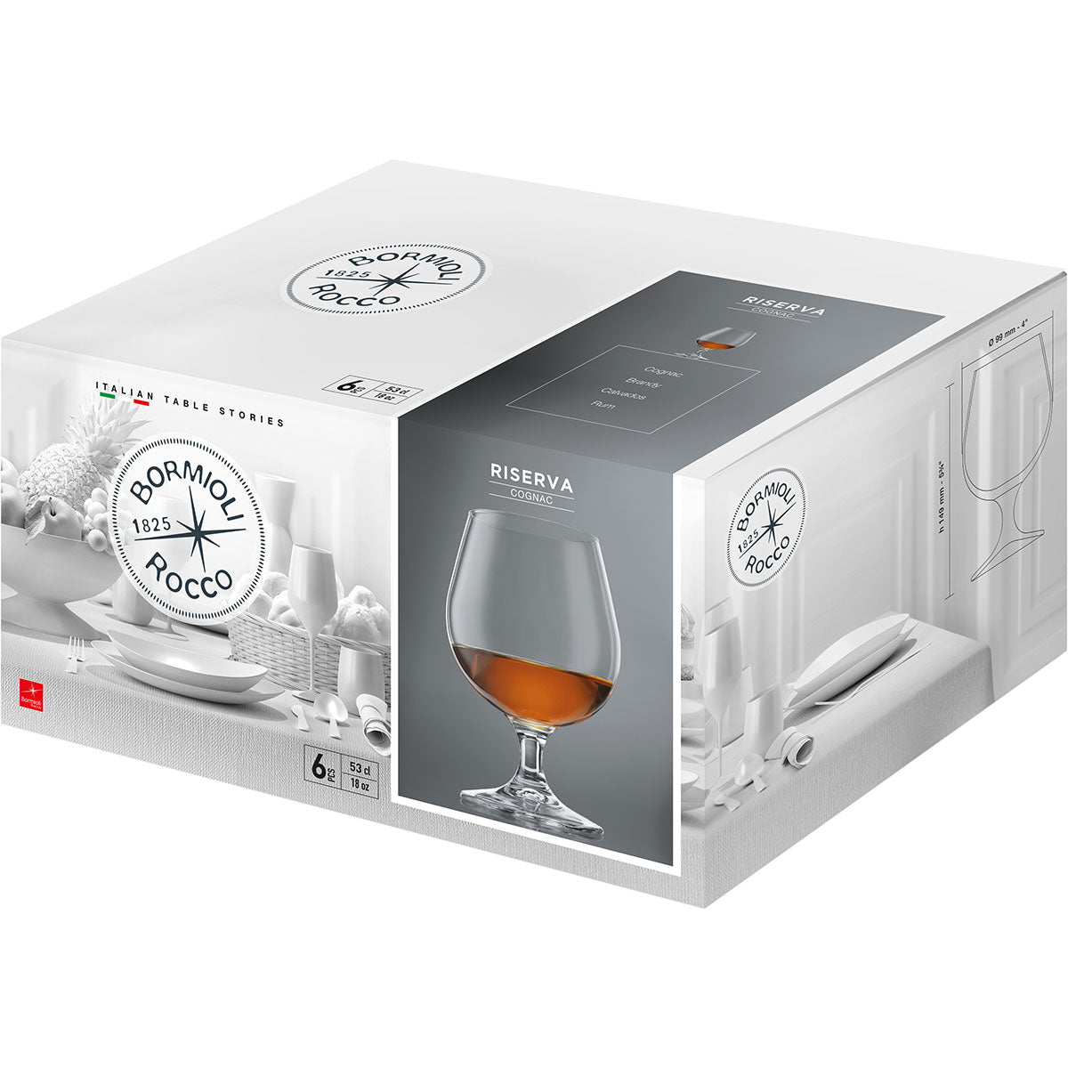 Conjunto 6 Taças de Conhaque Bormioli Rocco Riserva Cristal 530ml Transparente