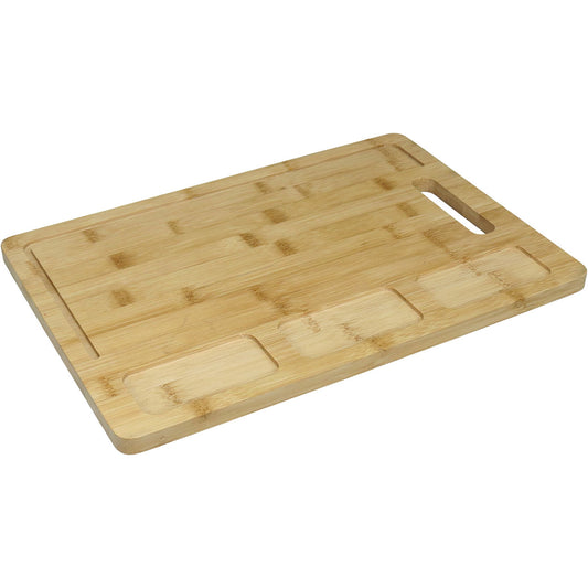 Tábua de Corte Retangular Home&Co Bambu 3 Reservatórios 38x27cm Natural