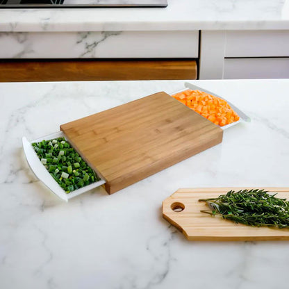 Tábua de Corte Retangular Bambu com 2 Gavetas Coletoras Home&Co 38x25cm