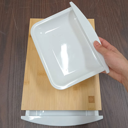 Tábua de Corte Retangular Bambu com 2 Gavetas Coletoras Home&Co 38x25cm