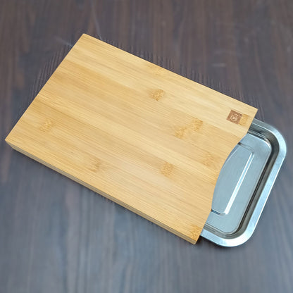 Tábua de Corte Retangular Bambu com Gaveta Coletora Home&Co 34x24cm Natural