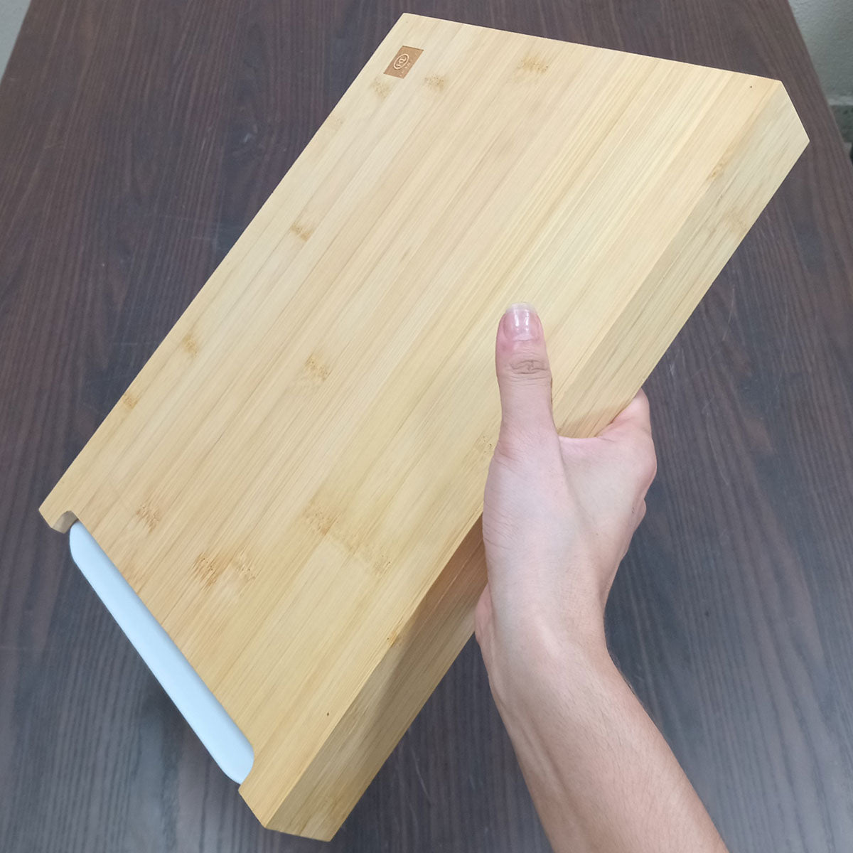 Tábua de Corte Retangular Bambu Natural com Gaveta Coletora Home&Co 36x26cm