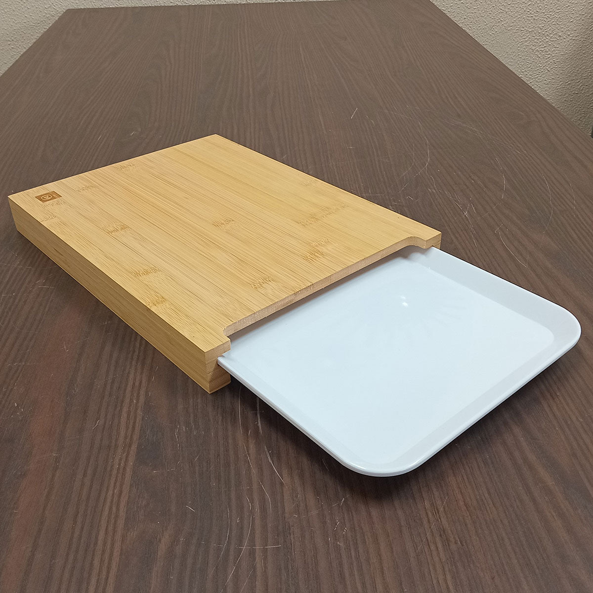 Tábua de Corte Retangular Bambu Natural com Gaveta Coletora Home&Co 36x26cm