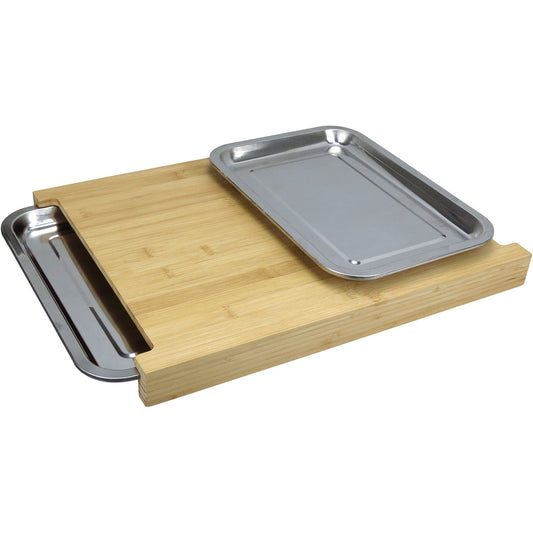 Tábua de Corte Retangular Bambu Natural 2 Gavetas Coletoras Home&Co 33,8x23cm