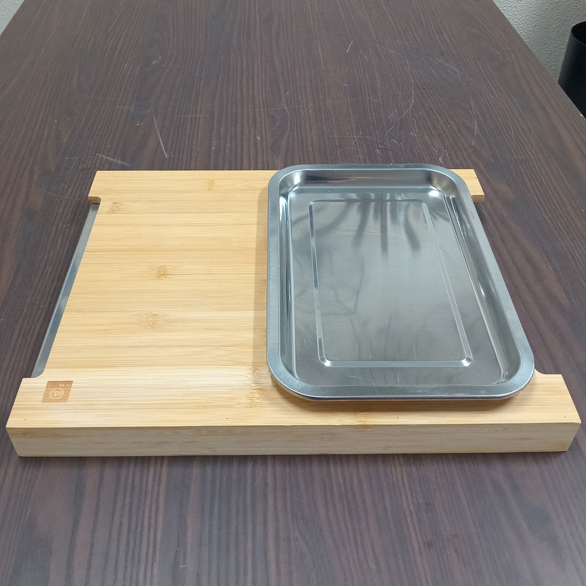 Tábua de Corte Retangular Bambu Natural 2 Gavetas Coletoras Home&Co 33,8x23cm