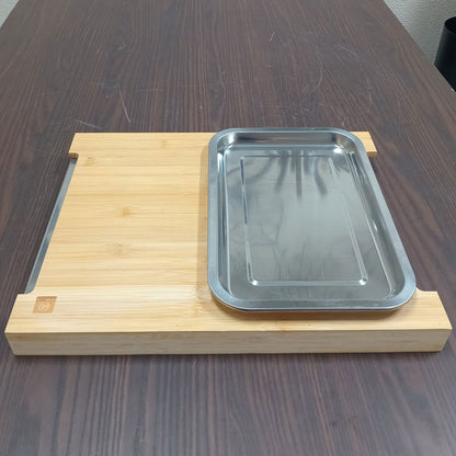 Tábua de Corte Retangular Bambu Natural 2 Gavetas Coletoras Home&Co 33,8x23cm
