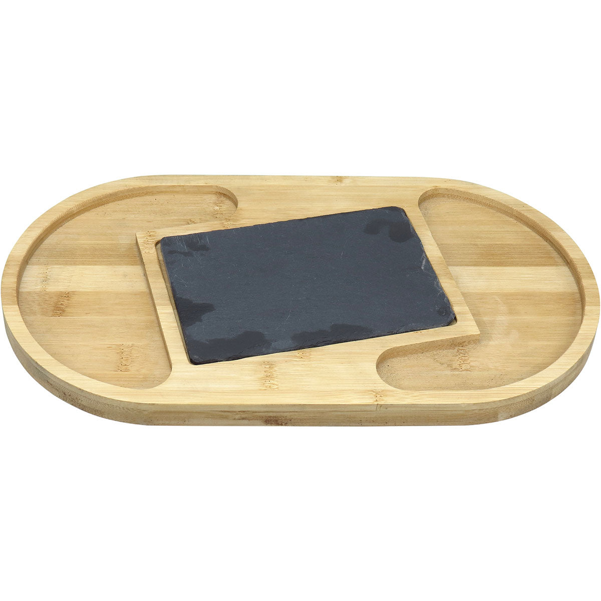 Petisqueira Oval em Bambu Natural Home&Co com 2 Divisórias 37x20cm