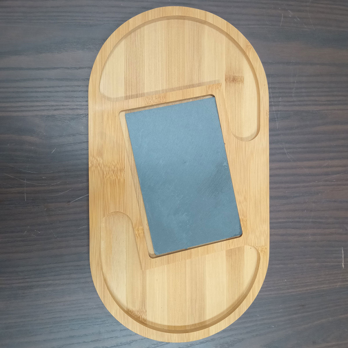 Petisqueira Oval em Bambu Natural Home&Co com 2 Divisórias 37x20cm