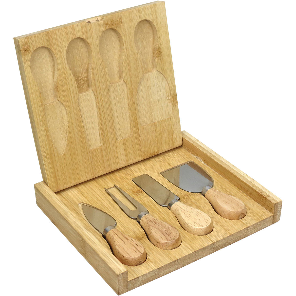 Jogo de Queijo Home&Co com Maleta Bambu Natural e Facas Especializadas