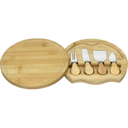 Jogo de Queijo Home&Co com Tábua Deslizante em Bambu Natural e Facas