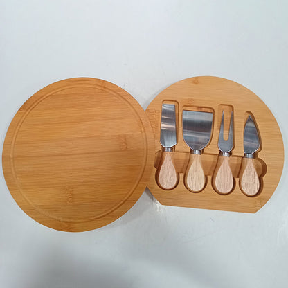 Jogo de Queijo Home&Co com Tábua Deslizante em Bambu Natural e Facas