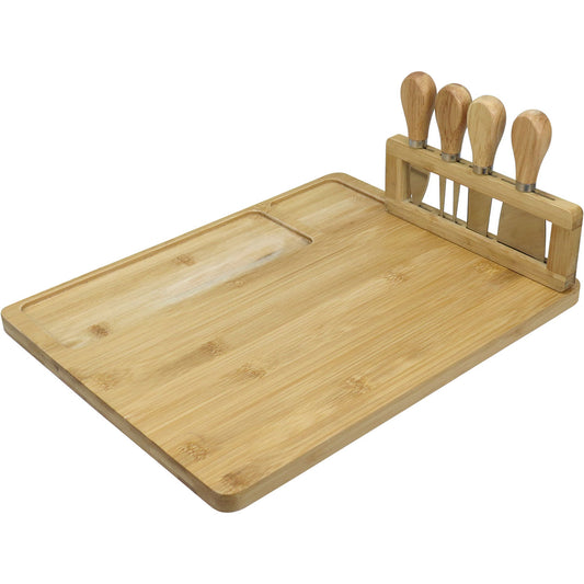 Conjunto de Queijo Home&Co com Tábua de Bambu Natural e Facas 4 Peças