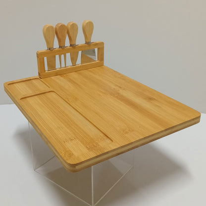 Conjunto de Queijo Home&Co com Tábua de Bambu Natural e Facas 4 Peças