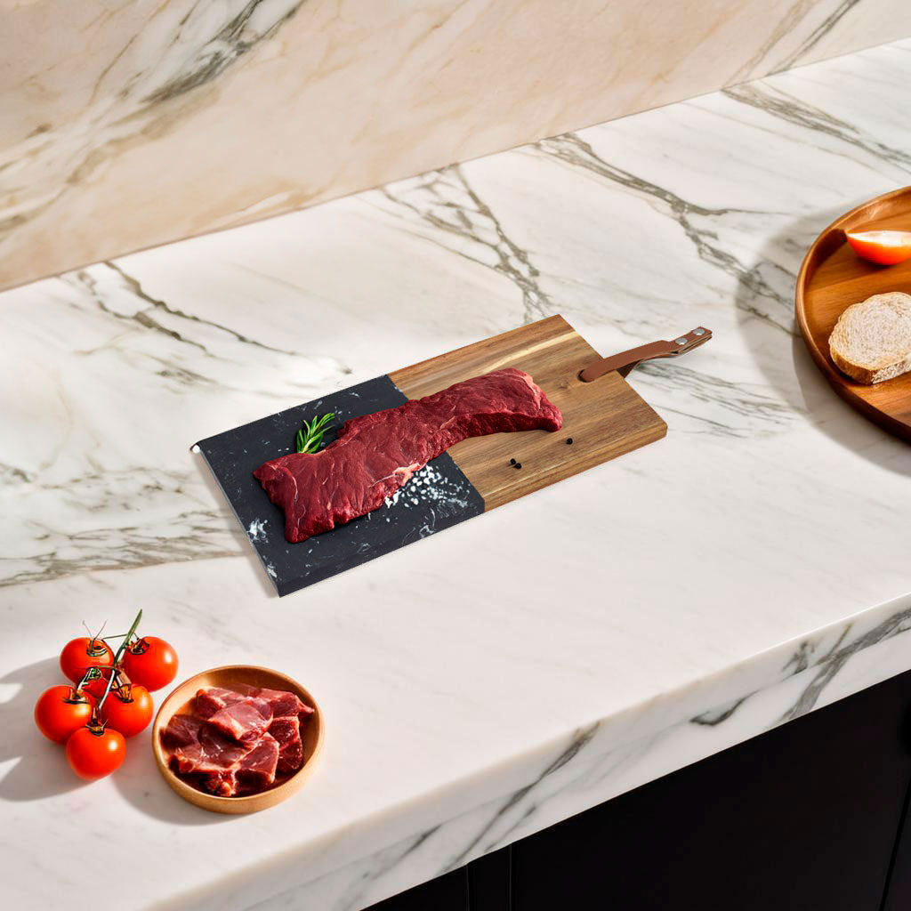 Tábua de Corte Retangular Home&Co Madeira Natural 30,5x15cm