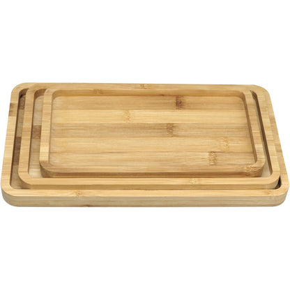 Conjunto de Bandejas Retangulares Home&Co em Bambu Natural 3 Peças