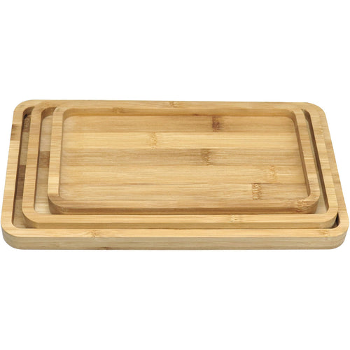 Conjunto de Bandejas Retangulares Home&Co em Bambu Natural 3 Peças