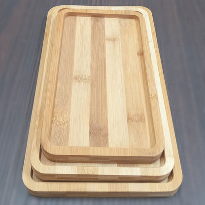 Conjunto de Bandejas Retangulares Home&Co em Bambu Natural 3 Peças