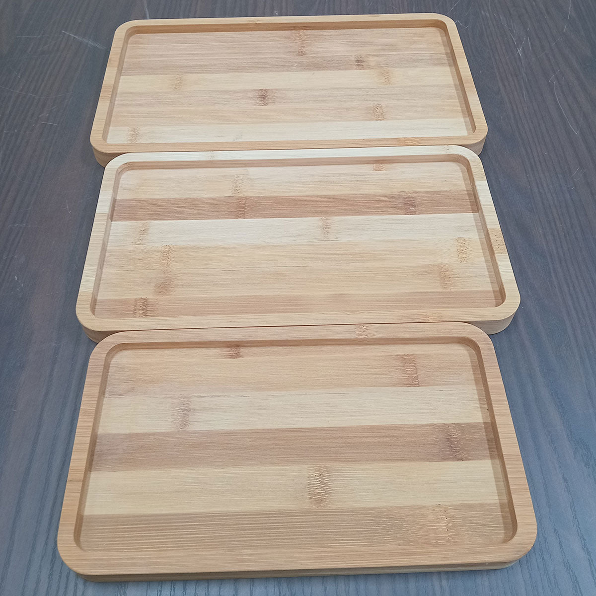 Conjunto de Bandejas Retangulares Home&Co em Bambu Natural 3 Peças