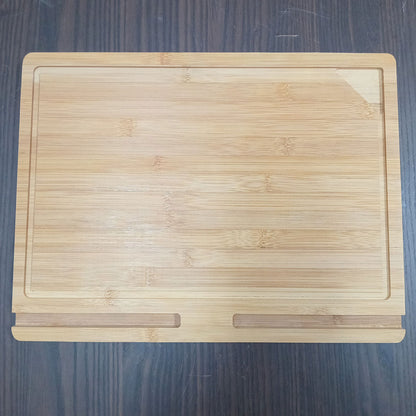 Tábua de Corte Retangular Home&Co Bambu Natural com Suporte para Tablet 40x30cm