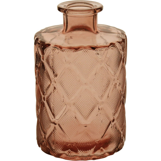 Vaso Decorativo Garrafa em Vidro Rosa 11x7cm Home&Co