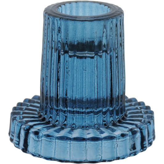 Castiçal de Vidro Azul Home&Co 6x6cm Elegante para Decoração