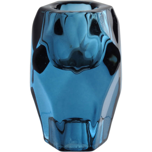 Castiçal em Vidro Azul Home&Co 8x5cm para Velas Decorativas