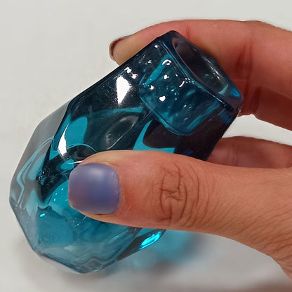 Castiçal em Vidro Azul Home&Co 8x5cm para Velas Decorativas