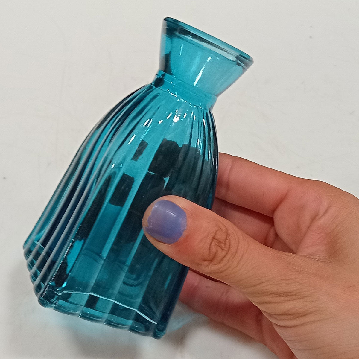 Vaso Garrafa de Vidro Azul Home&Co 11x5cm para Decoração